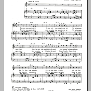 Henri Salvador Tu M'as Manque Cherie Musik Noten - Piano & Vocal - 115555-0