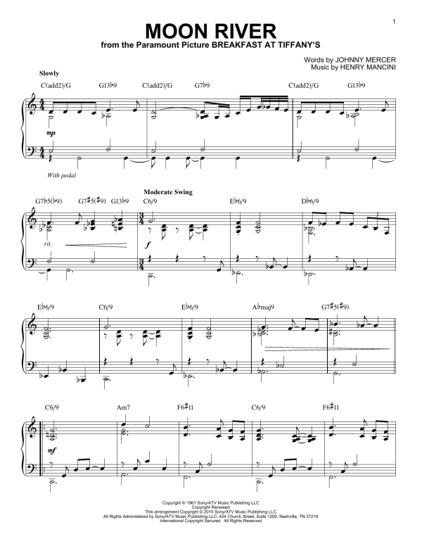 Henry Mancini Moon River [Jazz version] (arr. Brent Edstrom) Musik Noten - Piano Solo - 162696-0