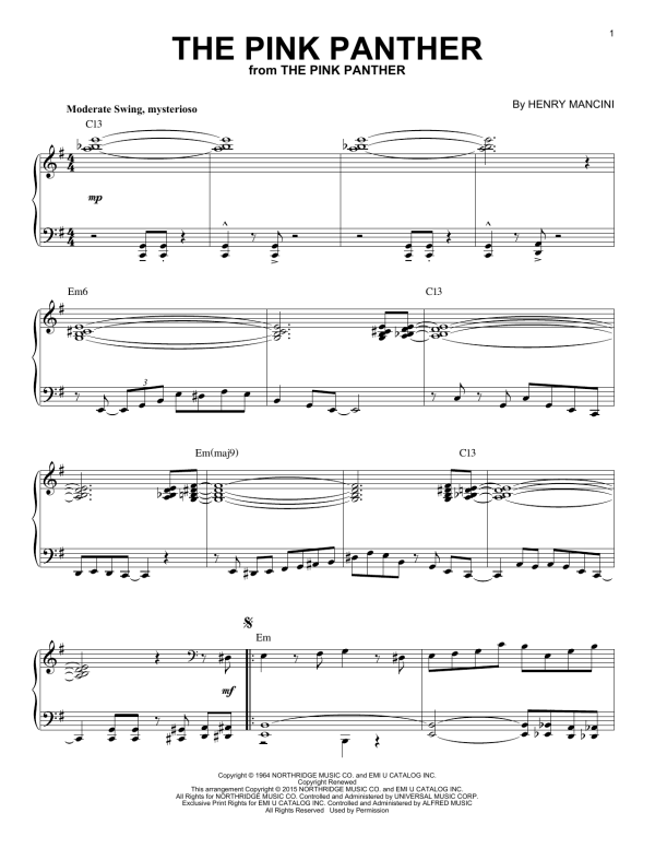 Henry Mancini The Pink Panther [Jazz version] (arr. Brent Edstrom) Musik Noten - Piano Solo - 162712-0