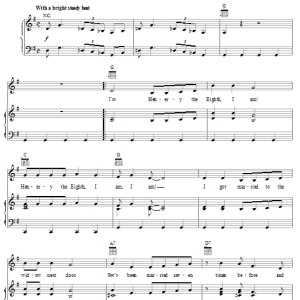Herman's Hermits I'm Henry VIII, I Am Musik Noten - Piano, Vocal & Guitar Chords - 18266-0