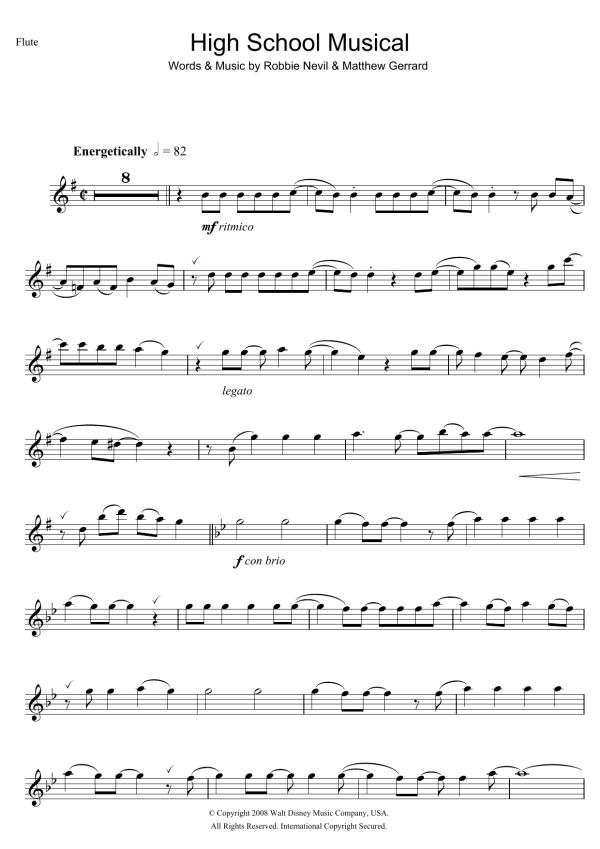 High School Musical High School Musical (from Walt Disney Pictures' High School Musical 3: Senior Year) Musik Noten - Flute Solo - 102818-0
