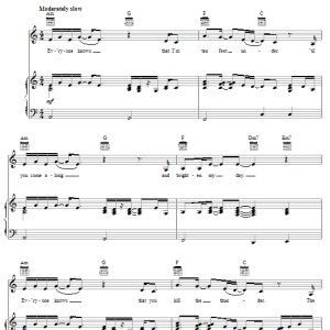 Hilary Duff Shine Musik Noten - Piano, Vocal & Guitar Chords - 50423-0