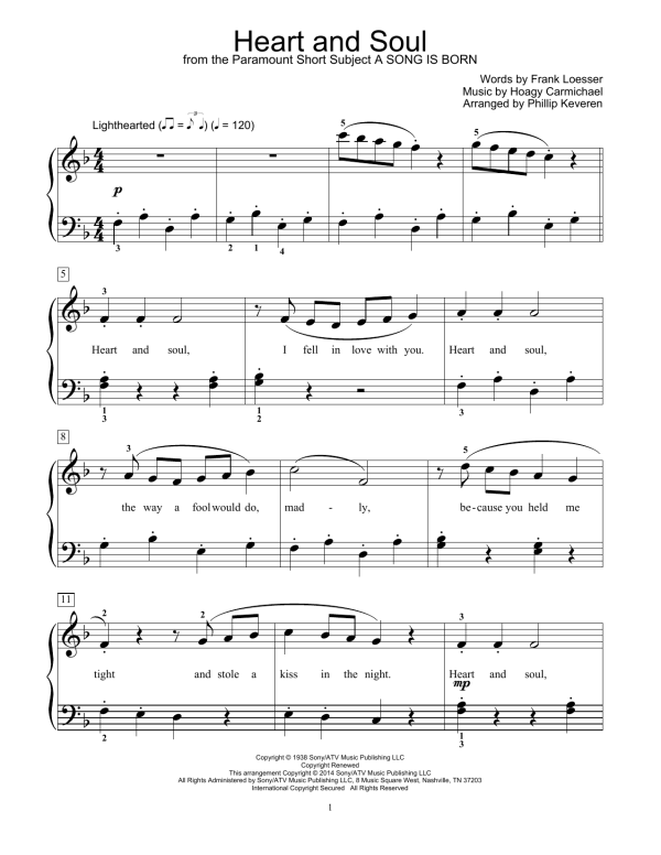 Hoagy Carmichael Heart And Soul (arr. Phillip Keveren) Musik Noten - Educational Piano - 153577-0