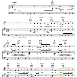 Hootie & The Blowfish I Go Blind Musik Noten - Piano, Vocal & Guitar Chords - 16296-0