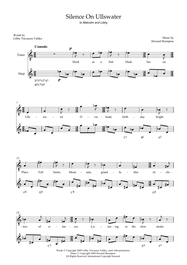 Howard Skempton Silence on Ullswater (for tenor and harp) Musik Noten - Piano & Vocal - 46108-0