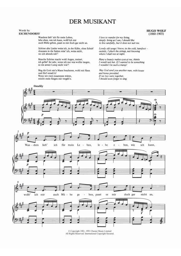 Hugo Wolf Der Musikant Musik Noten - Piano & Vocal - 121600-0