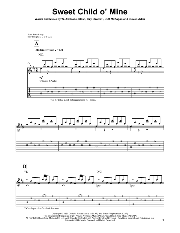 Igor Presnyakov Sweet Child O' Mine Musik Noten - Solo Guitar - 178017-0