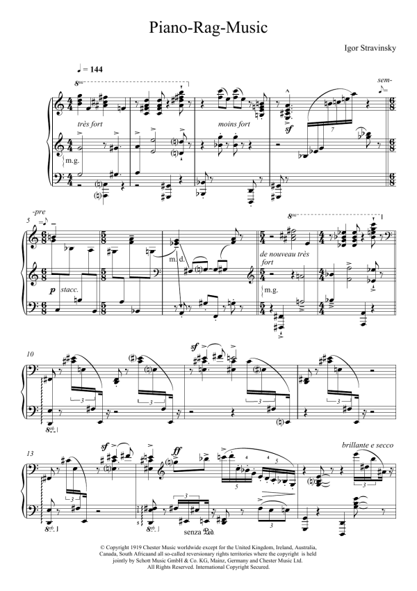 Igor Stravinsky Piano Rag Music Musik Noten - Piano Solo - 118542-0