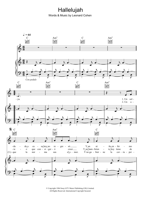 Il Divo Hallelujah Musik Noten - Piano, Vocal & Guitar Chords - 45459-0