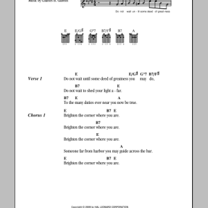 Ina Duley Ogdon Brighten The Corner Where You Are Musik Noten - Guitar Chords/Lyrics - 82339-0