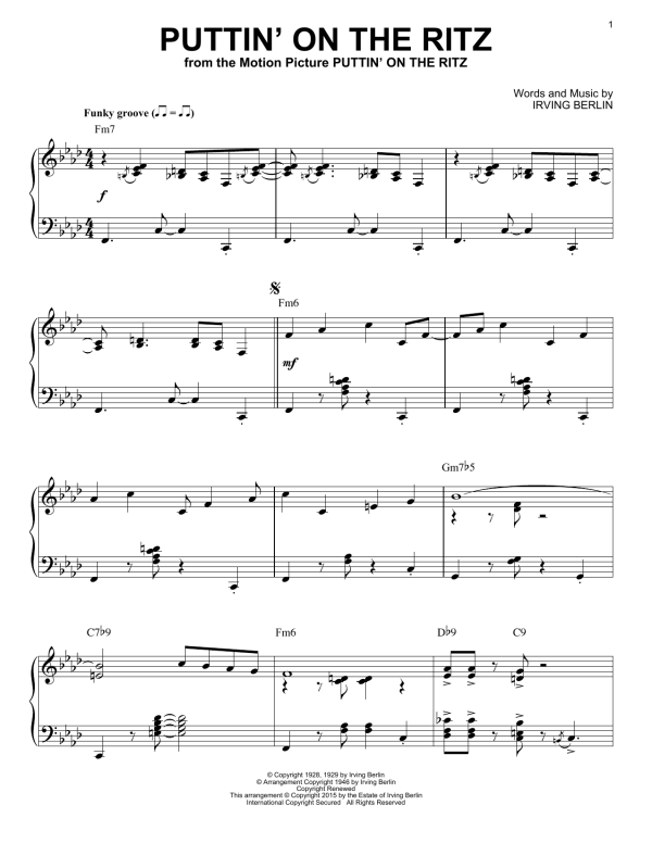Irving Berlin Puttin' On The Ritz [Jazz version] (arr. Brent Edstrom) Musik Noten - Piano Solo - 158222-0