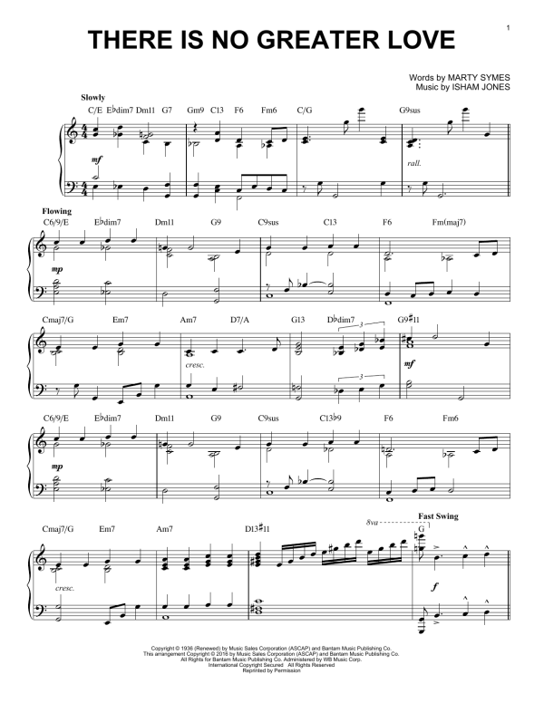 Isham Jones There Is No Greater Love (arr. Brent Edstrom) Musik Noten - Piano Solo - 174872-0