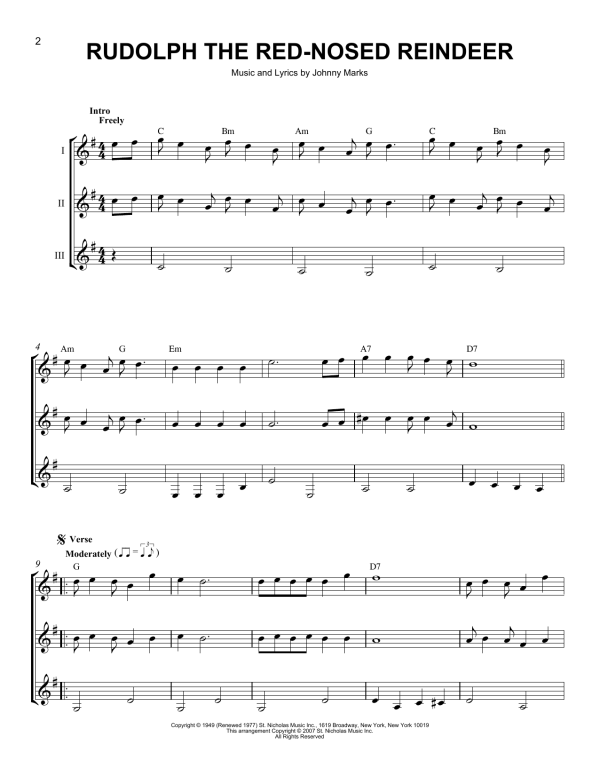 J Arnold Rudolph The Red-Nosed Reindeer Musik Noten - Guitar Ensemble - 165704-0