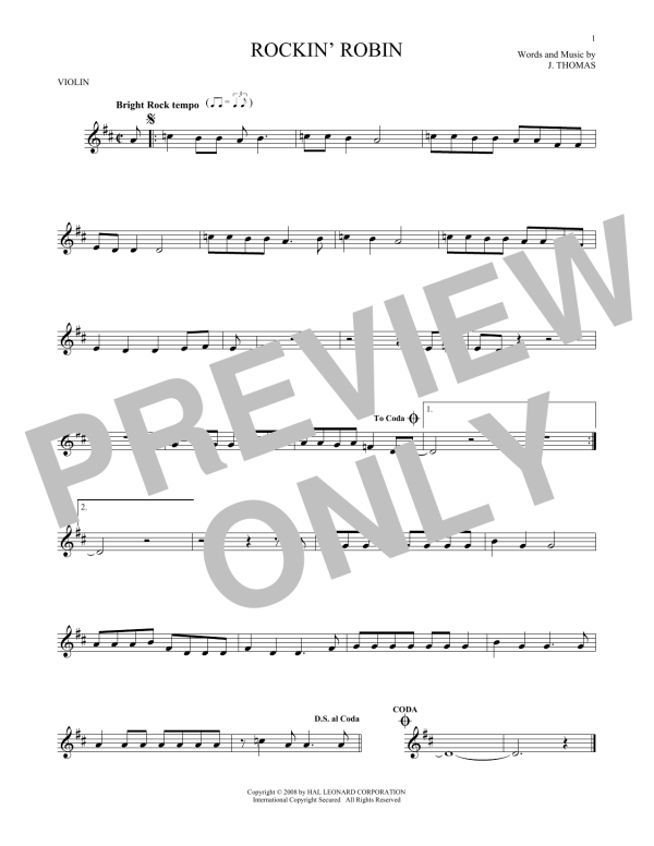 J. Thomas Rockin' Robin Musik Noten - Violin Solo - 176528-0