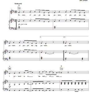 Jack Johnson Pictures Of People Taking Pictures Musik Noten - Piano, Vocal & Guitar Chords - 78071-0
