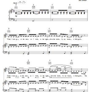 Jack Johnson When I Look Up Musik Noten - Piano, Vocal & Guitar Chords - 78075-0