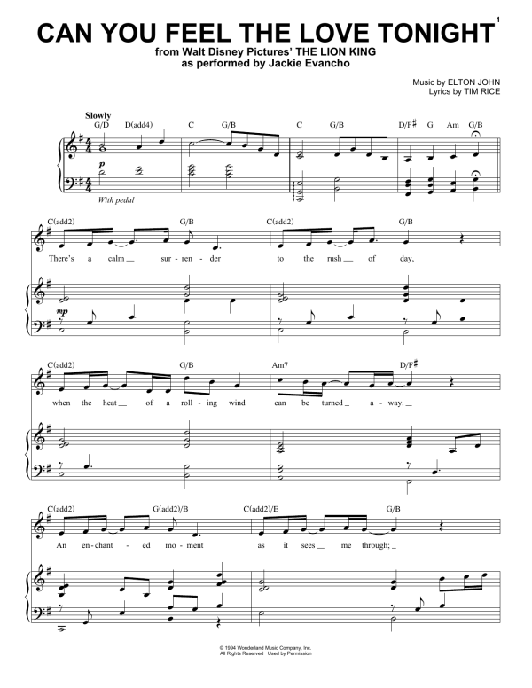 Jackie Evancho Can You Feel The Love Tonight (from The Lion King) Musik Noten - Piano & Vocal - 94512-0