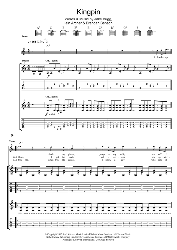 Jake Bugg Kingpin Musik Noten - Guitar Tab - 120167-0