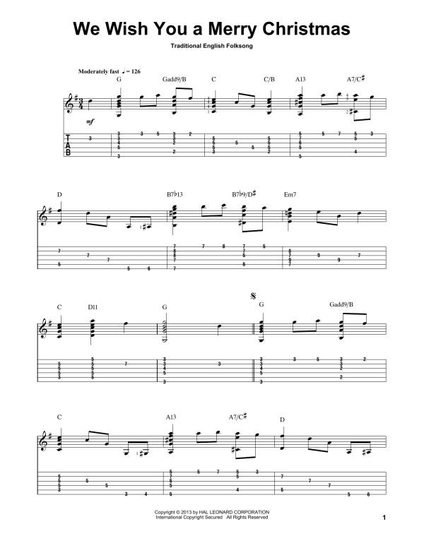 Jake Reichbart We Wish You A Merry Christmas Musik Noten - Solo Guitar - 99185-0