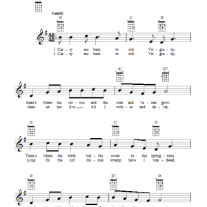 James A. Bland Carry Me Back To Old Virginny Musik Noten - Ukulele - 81454-0