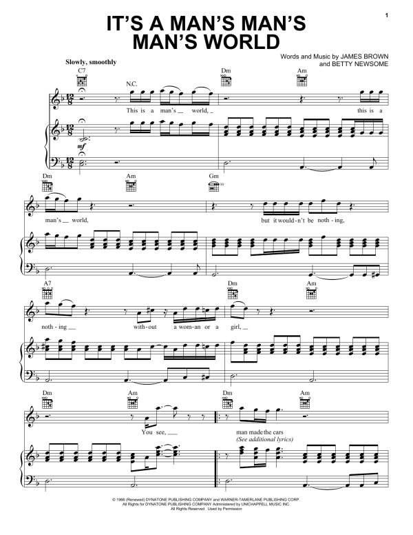 James Brown It's A Man's Man's Man's World Musik Noten - Piano, Vocal & Guitar Chords - 95948-0