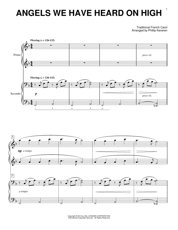James Chadwick Angels We Have Heard On High (arr. Phillip Keveren) Musik Noten - Piano Duet - 153751-0