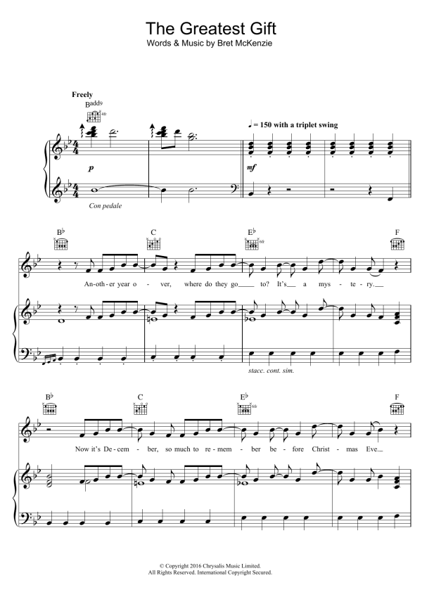James Corden The Greatest Gift Musik Noten - Piano, Vocal & Guitar Chords - 123970-0