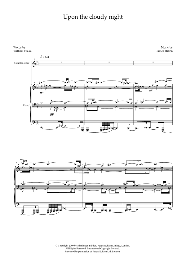 James Dillon Upon the cloudy night Musik Noten - Piano & Vocal - 46150-0