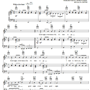 James Hudson Goodnight, Sweetheart, Goodnight (Goodnight, It's Time To Go) Musik Noten - Piano, Vocal & Guitar Chords - 29507-0