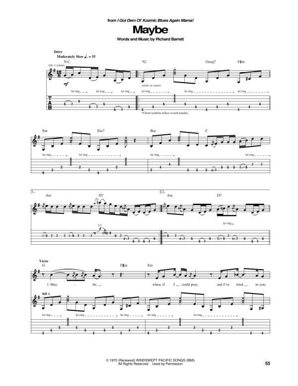 Janis Joplin Maybe Musik Noten - Guitar Tab - 167701-0