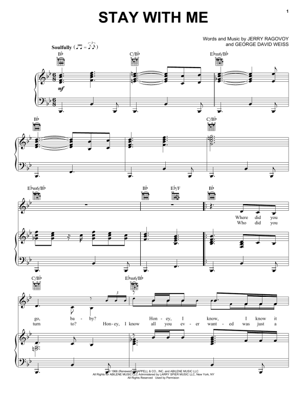 Janis Joplin Stay With Me (from the musical A Night With Janis Joplin) Musik Noten - Piano, Vocal & Guitar Chords - 155392-0