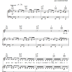 Jason Mraz Did You Get My Message? Musik Noten - Piano, Vocal & Guitar Chords - 54361-0