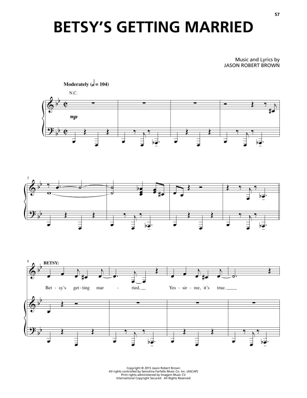 Jason Robert Brown Betsy's Getting Married (Solo Version) (from Honeymoon in Vegas) Musik Noten - Piano & Vocal - 159446-0