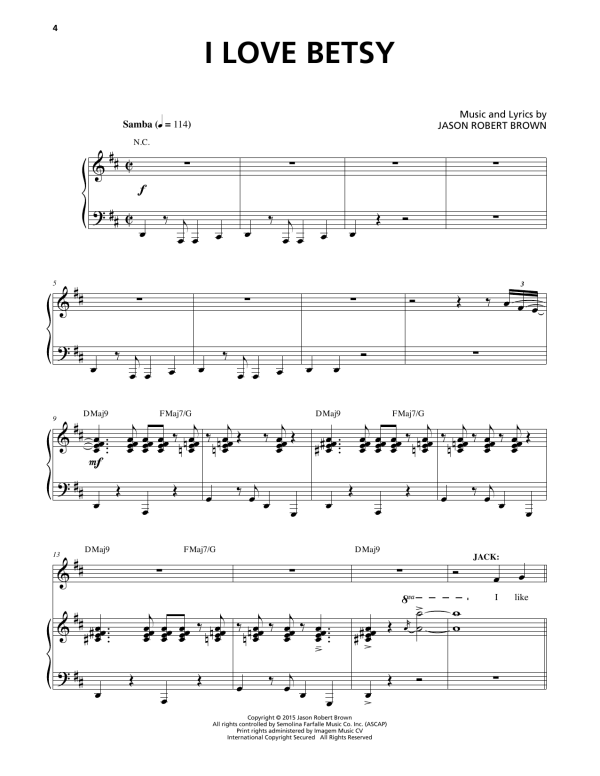 Jason Robert Brown I Love Betsy (from Honeymoon in Vegas) Musik Noten - Piano & Vocal - 159447-0