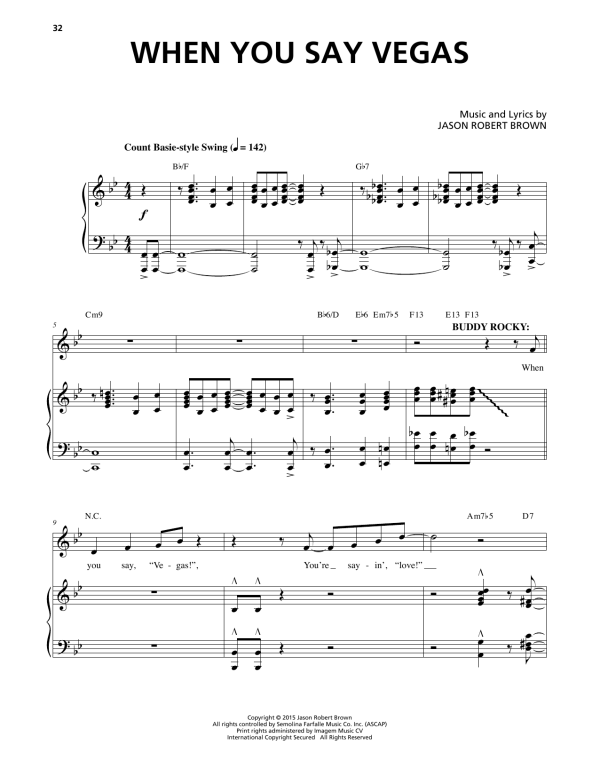 Jason Robert Brown When You Say Vegas (from Honeymoon in Vegas) Musik Noten - Piano & Vocal - 159436-0