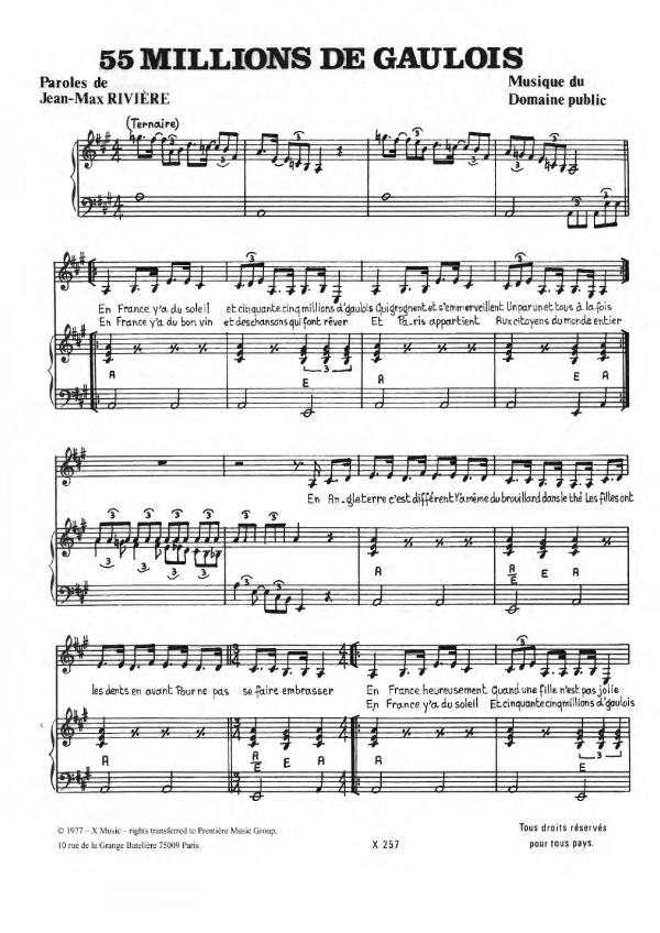 Jean-Max Riviere 55,000,000 De Gaulois Musik Noten - Piano & Vocal - 119645-0