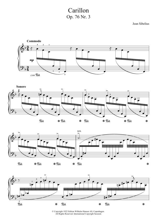 Jean Sibelius 13 Morceaux, Op.76 - III. Carillon Musik Noten - Piano Solo - 121539-0