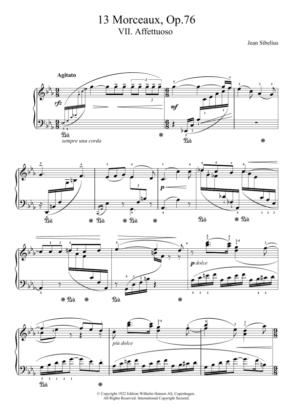 Jean Sibelius 13 Morceaux, Op.76 - VII. Affettuoso Musik Noten - Piano Solo - 121680-0
