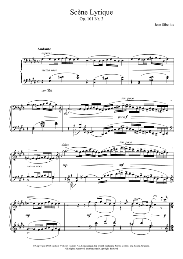 Jean Sibelius 5 Morceaux Romantiques, Op.101 - III. Scene Lyrique Musik Noten - Piano Solo - 121664-0