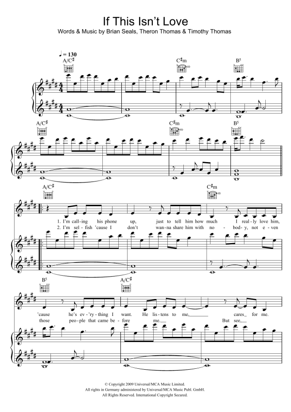 Jennifer Hudson If This Isn't Love Musik Noten - Piano, Vocal & Guitar Chords - 46560-0