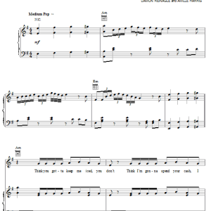 Jennifer Lopez Love Don't Cost A Thing Musik Noten - Piano, Vocal & Guitar Chords - 20393-0