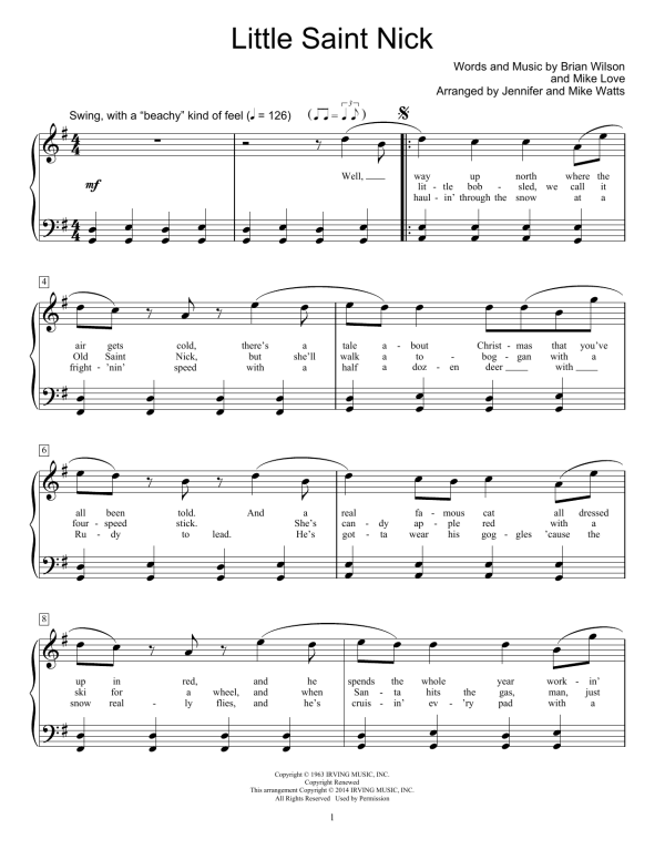 Jennifer Watts Little Saint Nick Musik Noten - Educational Piano - 156315-0