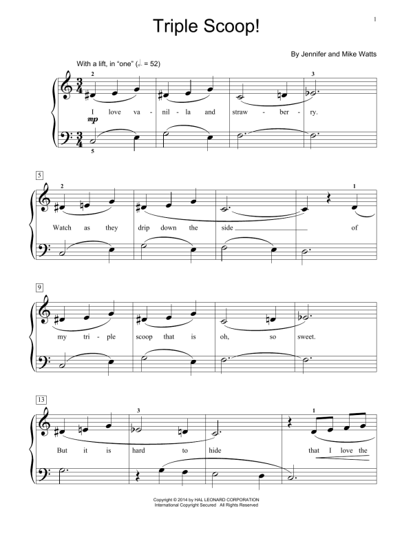 Jennifer Watts Triple Scoop! Musik Noten - Educational Piano - 156074-0