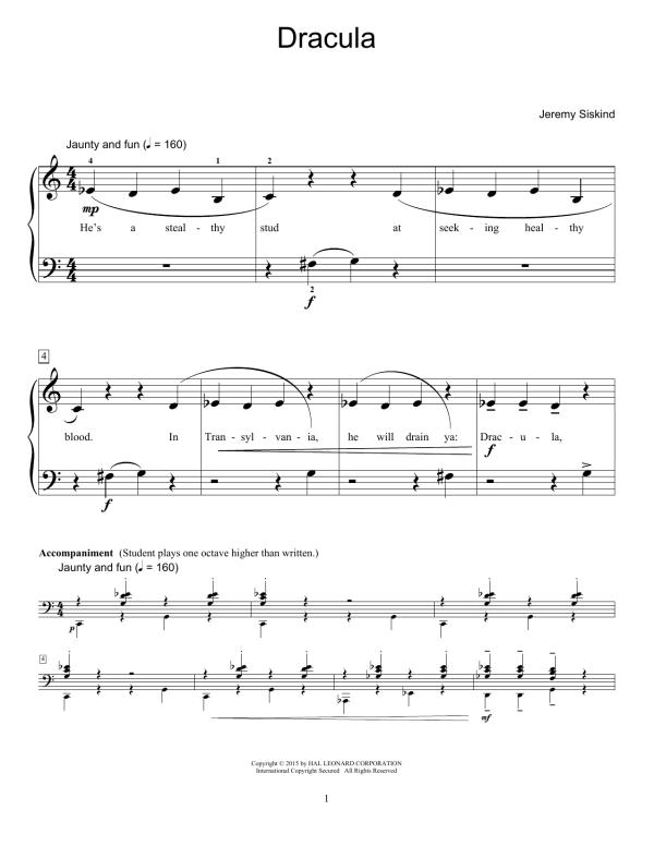 Jeremy Siskind Dracula Musik Noten - Educational Piano - 160603-0