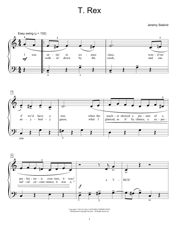 Jeremy Siskind T.Rex Musik Noten - Educational Piano - 160596-0