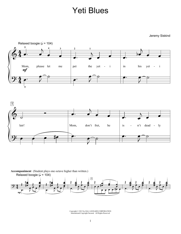 Jeremy Siskind Yeti Blues Musik Noten - Educational Piano - 160597-0