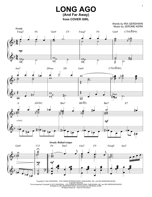 Jerome Kern Long Ago (And Far Away) [Jazz version] (arr. Brent Edstrom) Musik Noten - Piano Solo - 158653-0