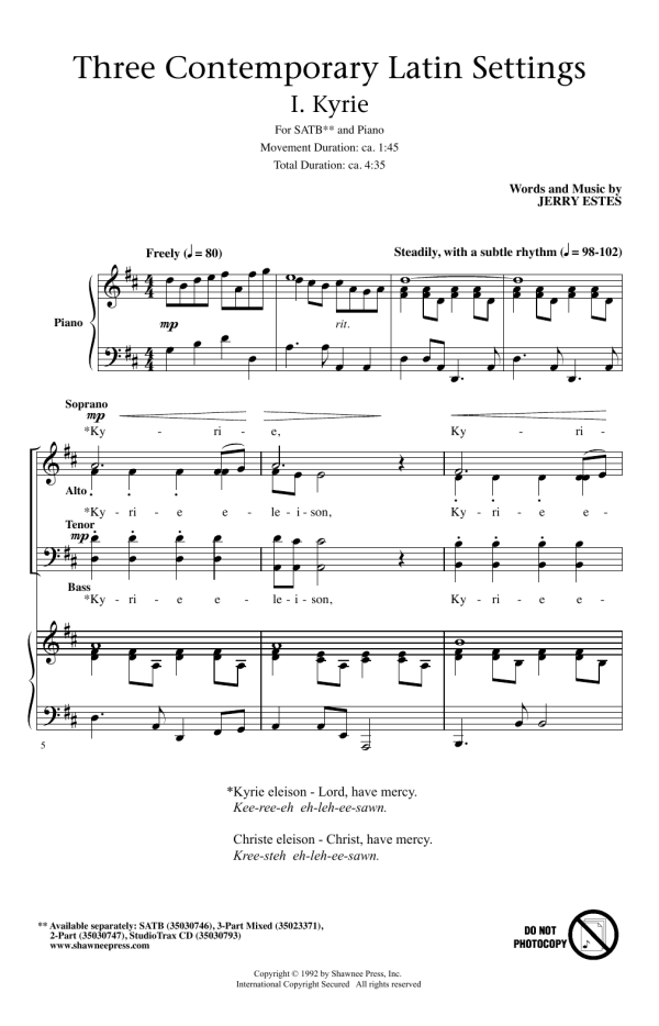 Jerry Estes Three Contemporary Latin Settings Musik Noten - SATB Choir - 166651-0