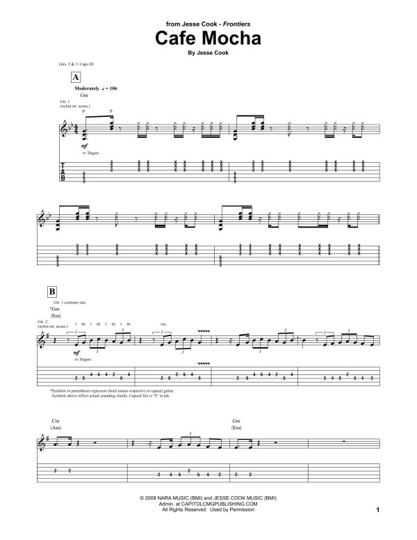 Jesse Cook Cafe Mocha Musik Noten - Guitar Tab - 163467-0