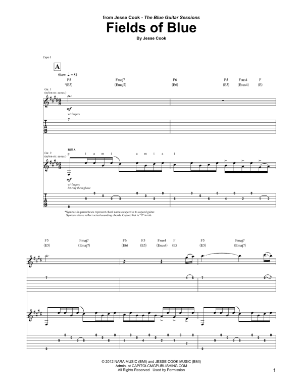 Jesse Cook Fields Of Blue Musik Noten - Guitar Tab - 163469-0